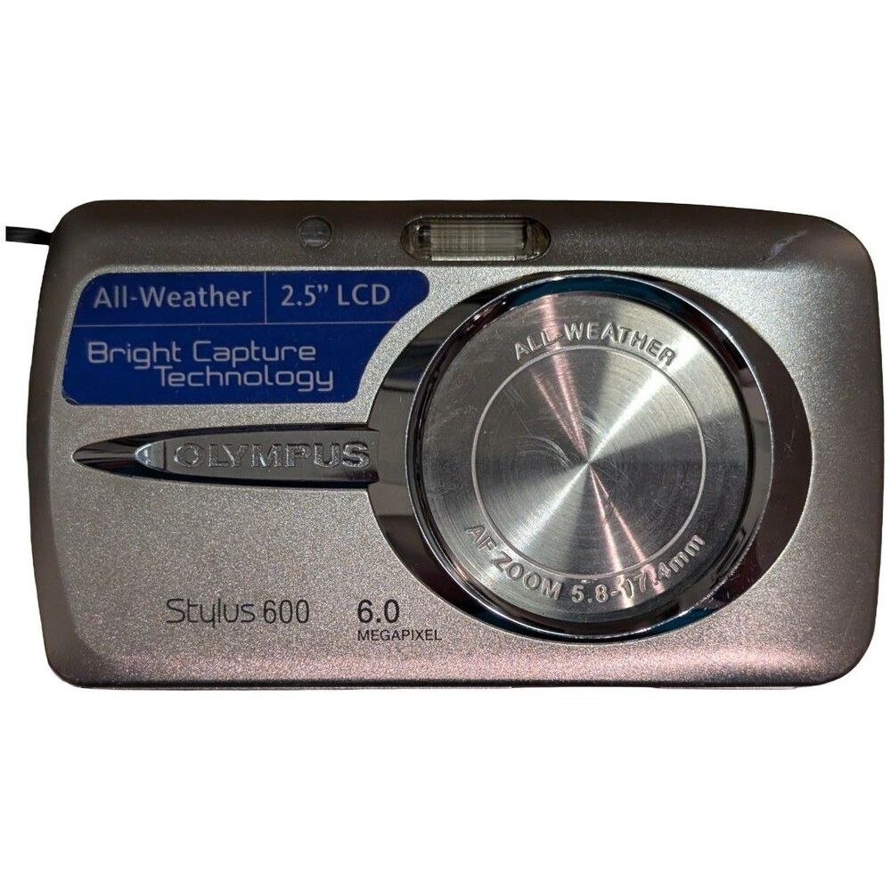 Olympus Stylus 600 6MP Digital Camera Silver Tested Working Y2K